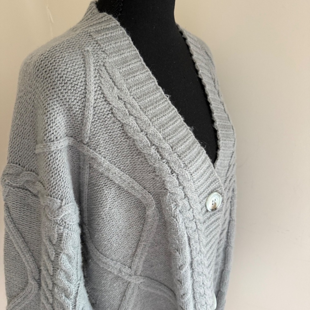 Official Taylor Swift Tortured Poets Gray Cable Knit Cardigan MD/LG Oversized - Picture 3 of 16